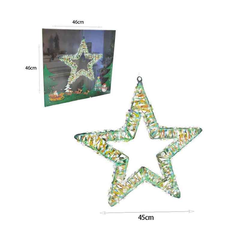 082351-2 Χριστουγεννιάτικο Φωτεινό Αστέρι με Πολύχρωμα Λαμπάκια LED 45cm - Light Star with Multicolor Lights - Image 3