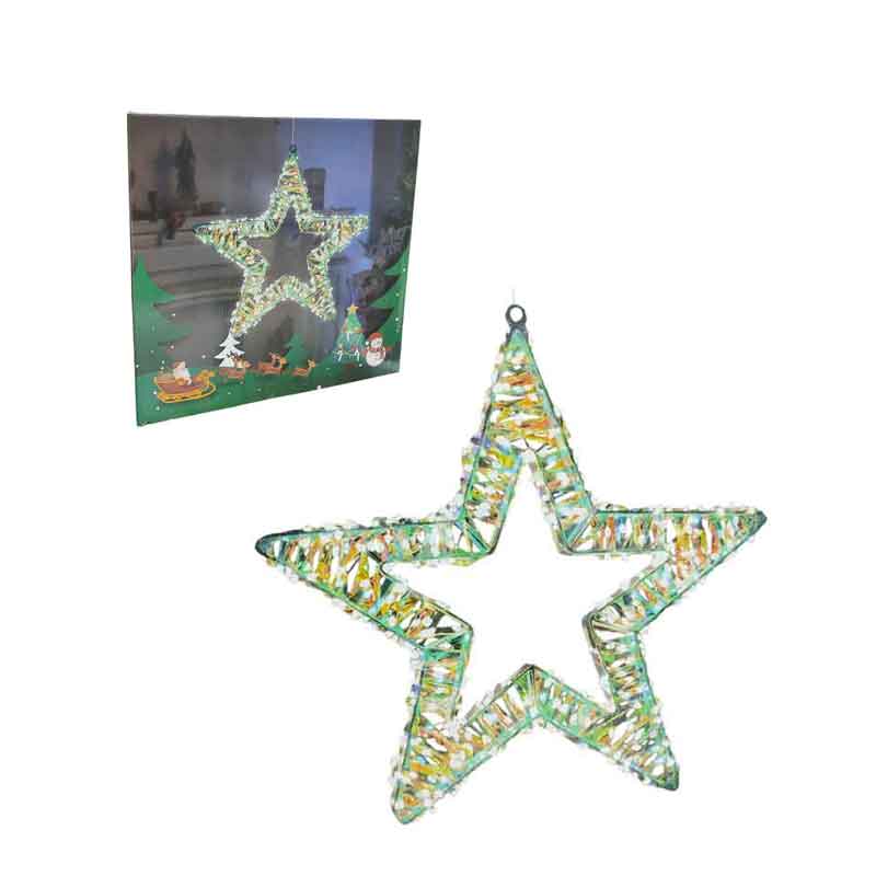 082351 Χριστουγεννιάτικο Φωτεινό Αστέρι με Πολύχρωμα Λαμπάκια LED 45cm - Light Star with Multicolor Lights - Image 1