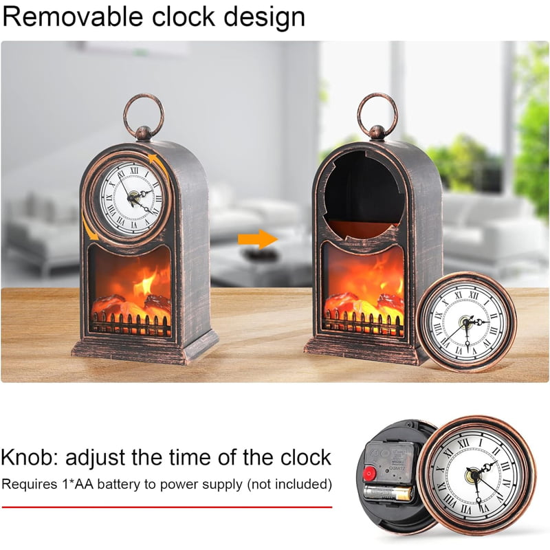 094010-7 Διακοσμητικό Φωτιστικό Τζάκι με Ρολόι - Led Fireplace Lantern SP-14 - Image 8