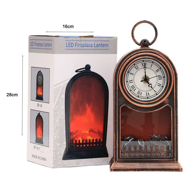 094010-8 Διακοσμητικό Φωτιστικό Τζάκι με Ρολόι - Led Fireplace Lantern SP-14 - Image 9