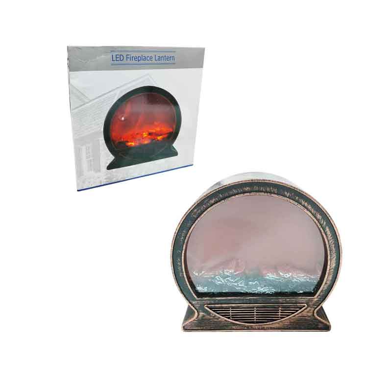 094018-2 Διακοσμητικό LED Τζάκι Στρογγυλό 31cm – Round LED Fireplace Lantern 31cm - Image 1
