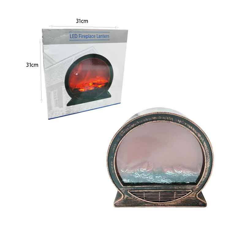 094018-3 Διακοσμητικό LED Τζάκι Στρογγυλό 31cm – Round LED Fireplace Lantern 31cm - Image 4
