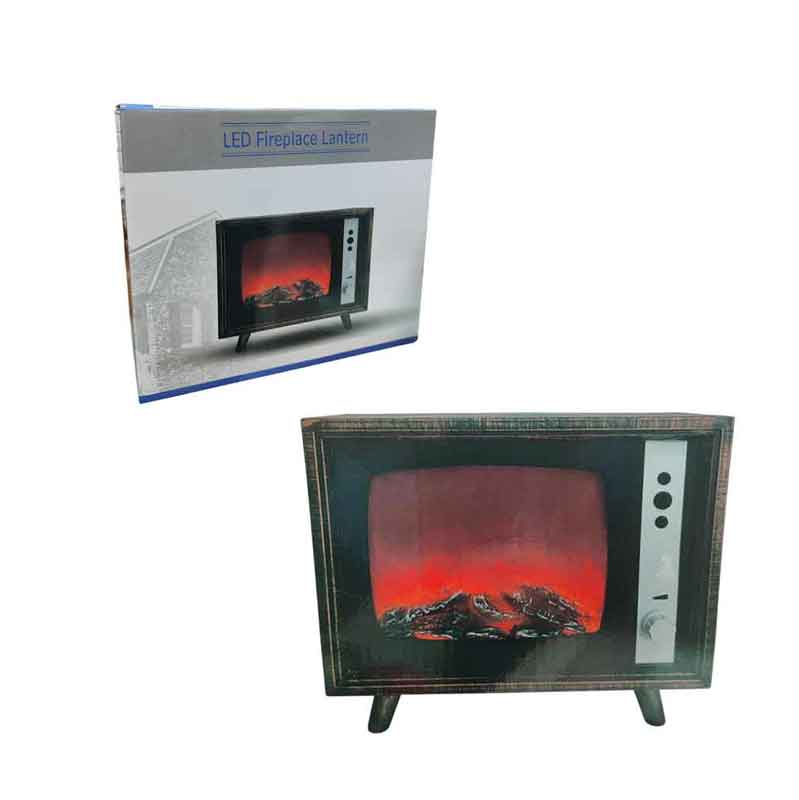 094021 Διακοσμητικό Τζάκι LED σε Σχέδιο Τηλεόρασης – LED Fireplace Lantern Retro TV Design - Image 1