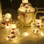 Χριστουγεννιάτικα Φωτάκια Κουρτίνα 10led Άγιος Βασίλης Διάφανες Μπάλες Θερμό Χρώμα 3M - Christmas curtain light - Image 4