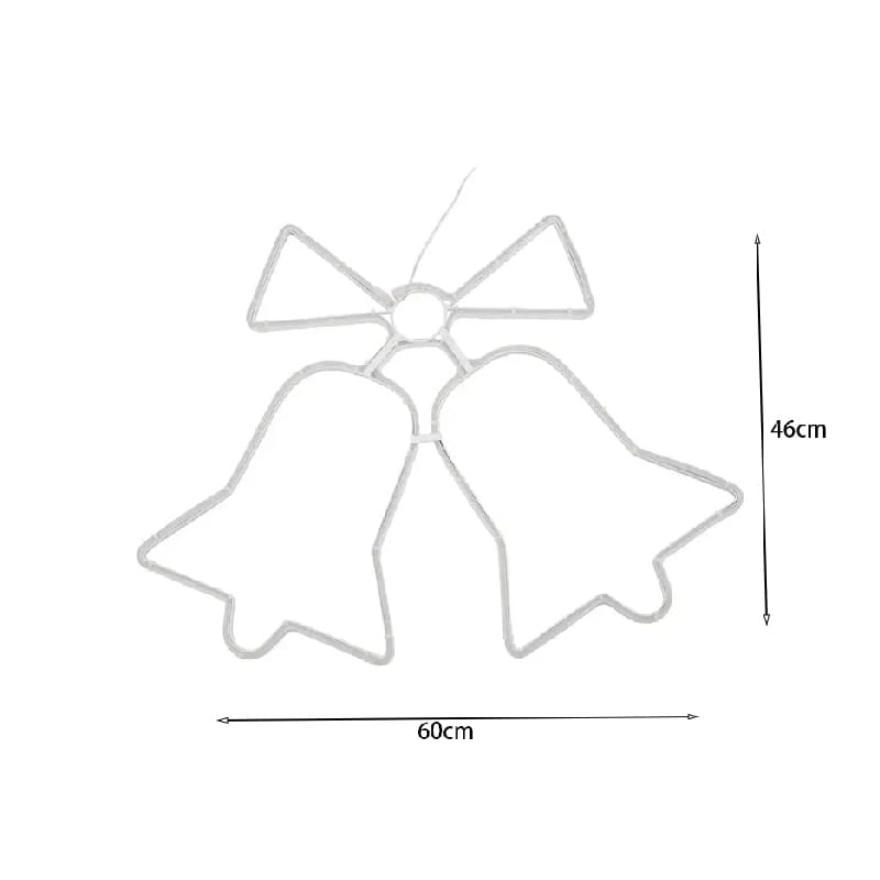 290055-1 Χριστουγεννιάτικες φωτιζόμενες καμπάνες θερμό χρώμα φωτοσωλήνες 60x49cm LED - LED Christmas Bell Lights - Image 2