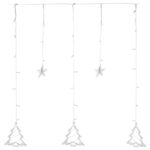 Χριστουγεννιάτικα Φωτάκια Κουρτίνα Δεντράκια & Αστεράκια Ψυχρό Χρώμα 3M - Christmas curtain light white light - Image 4