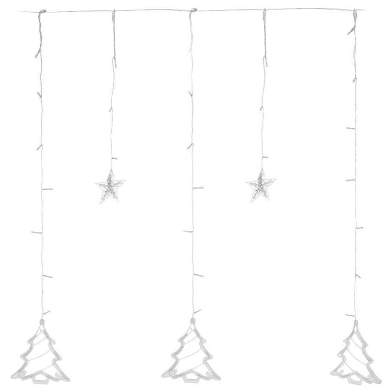 47126-3 Χριστουγεννιάτικα Φωτάκια Κουρτίνα Δεντράκια & Αστεράκια Ψυχρό Χρώμα 3M - Christmas curtain light white light - Image 4