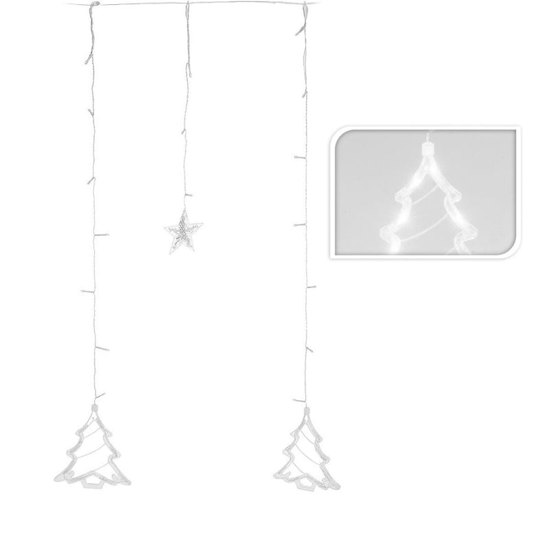 47126-4 Χριστουγεννιάτικα Φωτάκια Κουρτίνα Δεντράκια & Αστεράκια Ψυχρό Χρώμα 3M - Christmas curtain light white light - Image 5