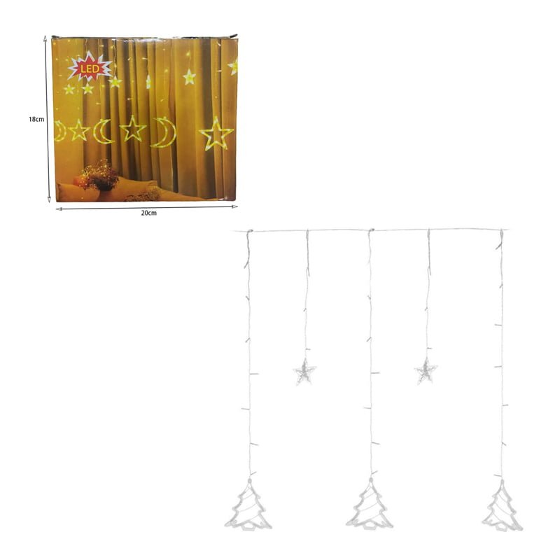 47126-6 Χριστουγεννιάτικα Φωτάκια Κουρτίνα Δεντράκια & Αστεράκια Ψυχρό Χρώμα 3M - Christmas curtain light white light - Image 7
