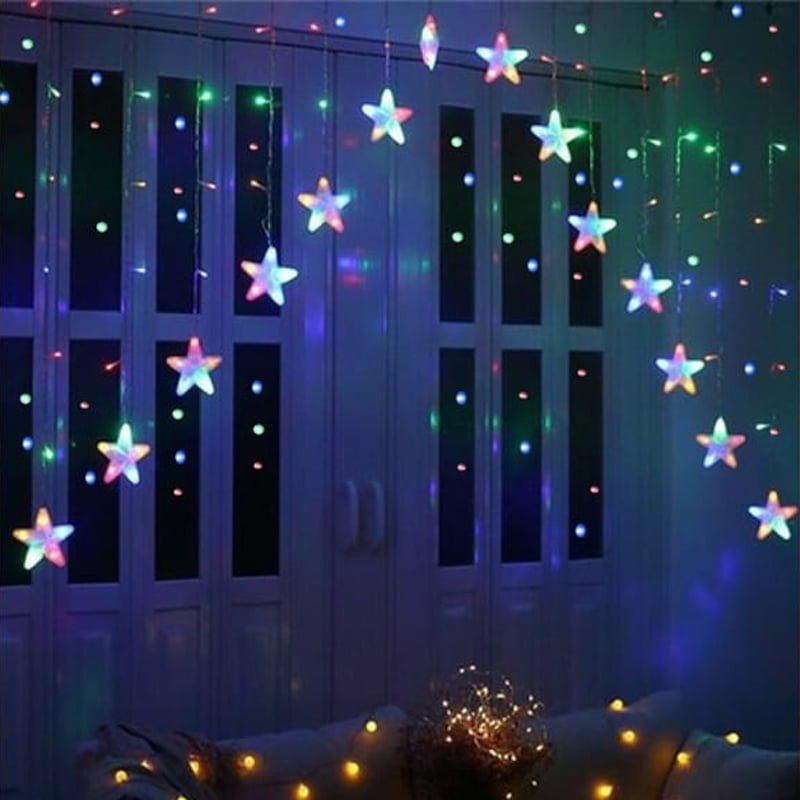 63048-2 Χριστουγεννιάτικα Φωτάκια Κουρτίνα Αστεράκια Πολύχρωμο RGB 3M 16led - Christmas curtain light RGB - Image 4