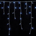 Χριστουγεννιάτικα Λαμπάκια Κουρτίνα LED 100L Ψυχρό Χρώμα με Διαφανές Καλώδιο 3m 40x50x60cm - Christmas lights LED white light - Image 3