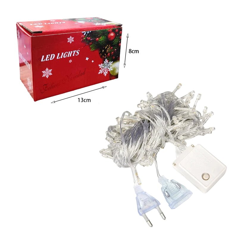 63055-4 Χριστουγεννιάτικα Λαμπάκια Κουρτίνα 200 LED Θερμό Χρώμα με Διαφανές Καλώδιο 3m x 80cm - Christmas lights LED warm light - Image 4