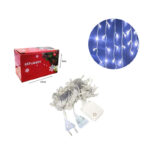 Χριστουγεννιάτικα Λαμπάκια Κουρτίνα LED 100L Ψυχρό Χρώμα με Διαφανές Καλώδιο 3m 40x50x60cm - Christmas lights LED white light - Image 4