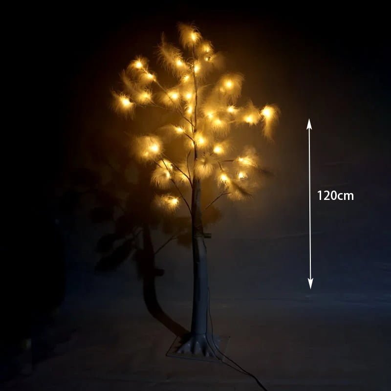640016 Led Φωτιζόμενο Χριστουγεννιάτικο Δέντρο Με Λευκά Πούπουλα Με 48Led Θερμό Φωτισμό 1.20m - Chistmas LED tree white feather - Image 4