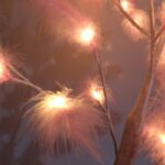 Led Φωτιζόμενο Χριστουγεννιάτικο Δέντρο Λευκό Με Ροζ Πούπουλα Με 48Led Θερμό Φωτισμό 1.20m - Chistmas LED tree pink feather - Image 3