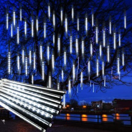 Χριστουγεννιάτικη LED Βροχή Μετεωριτών 8τμχ x 50cm Ψυχρός Φωτισμός - Σταγόνες Σταλακτίτες - Christmas fallnig rain
