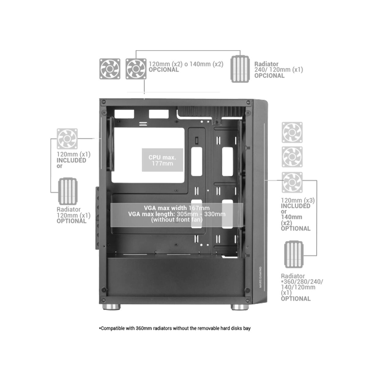 8435693103288_R50 Κουτί Μέσος Πύργος ATX Mars Gaming MCFW Λευκό - Image 2