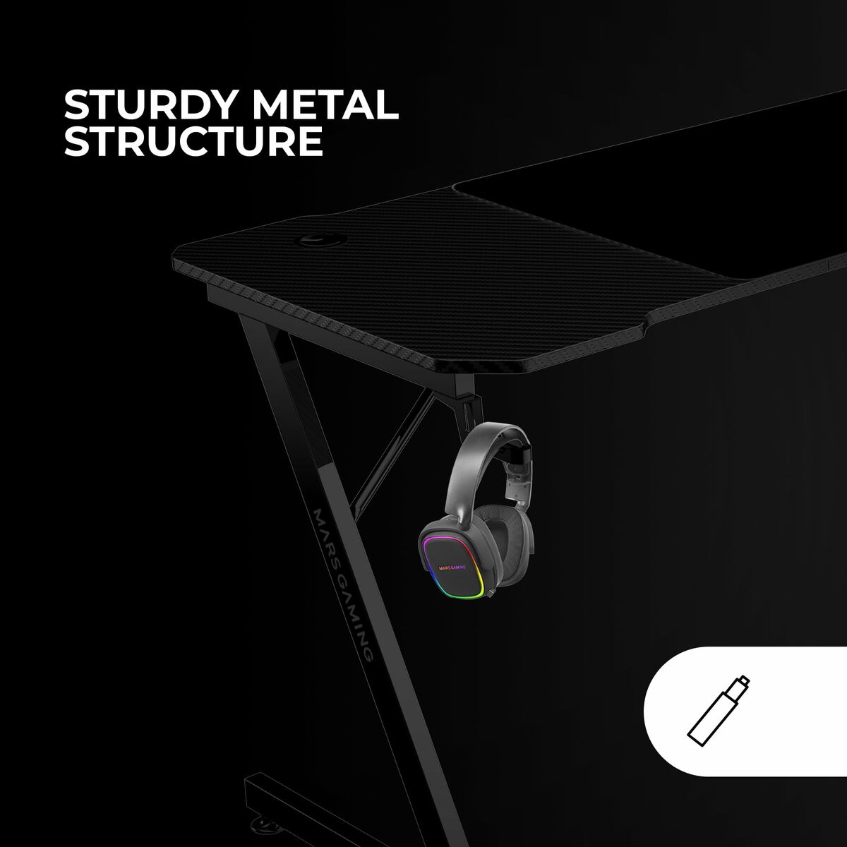 8435693107811_R40 Γραφείο Gaming Mars Gaming ERGO Μαύρο 160 x 60 cm - Image 2