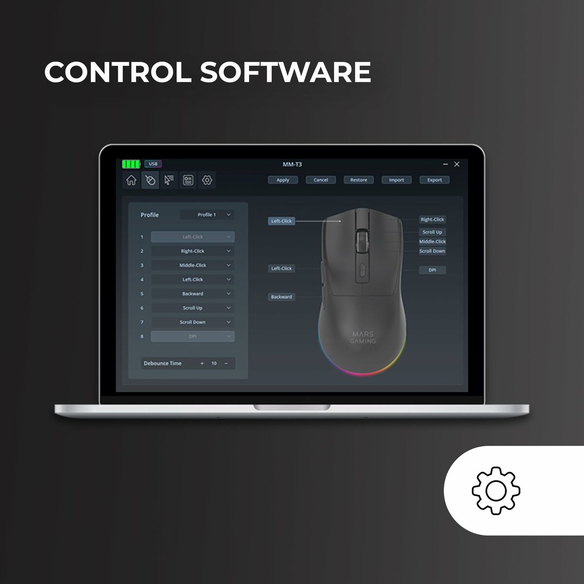 8435693110910_R40 Ποντίκι για Gaming Mars Gaming MMT3 Μαύρο - Image 2