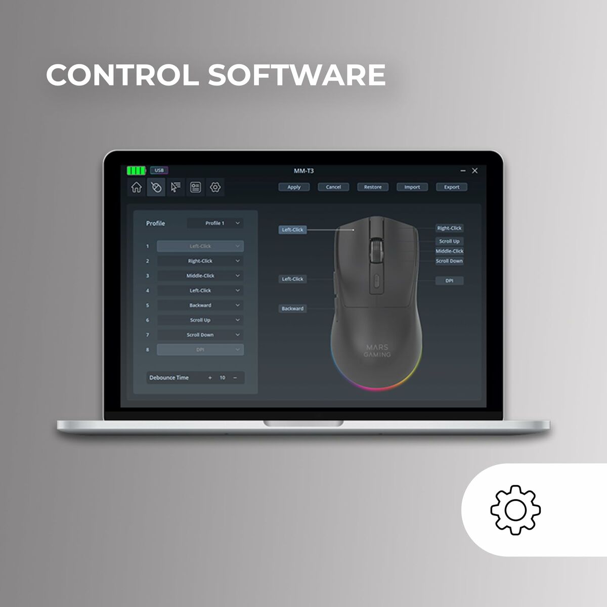 8435693110934_R40 Ποντίκι για Gaming Mars Gaming MMT3W Λευκό - Image 2