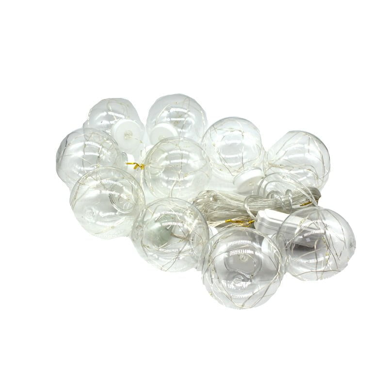 IMG_0485 Χριστουγεννιάτικα Λαμπάκια Κουρτίνα Με Μπάλες σε Λευκό χρώμα 10LED 3m  - Christmas curtain white light - Image 2