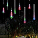 Χριστουγεννιάτικη LED Βροχή Μετεωριτών 8τμχ x 50cm Πολύχρωμος RGB Φωτισμός - Σταγόνες Σταλακτίτες - Christmas fallnig rain - Image 3